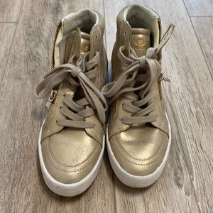 Geox Gold Hightop Sneakers with Side Zipper